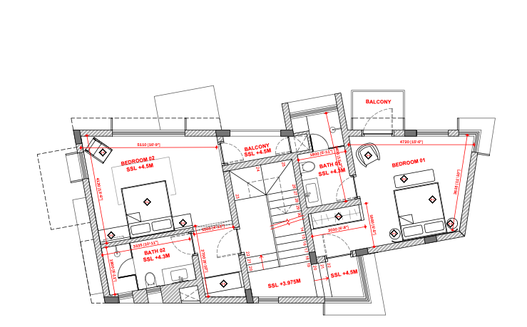 3 BHK Modern Estate: Floor plan 2