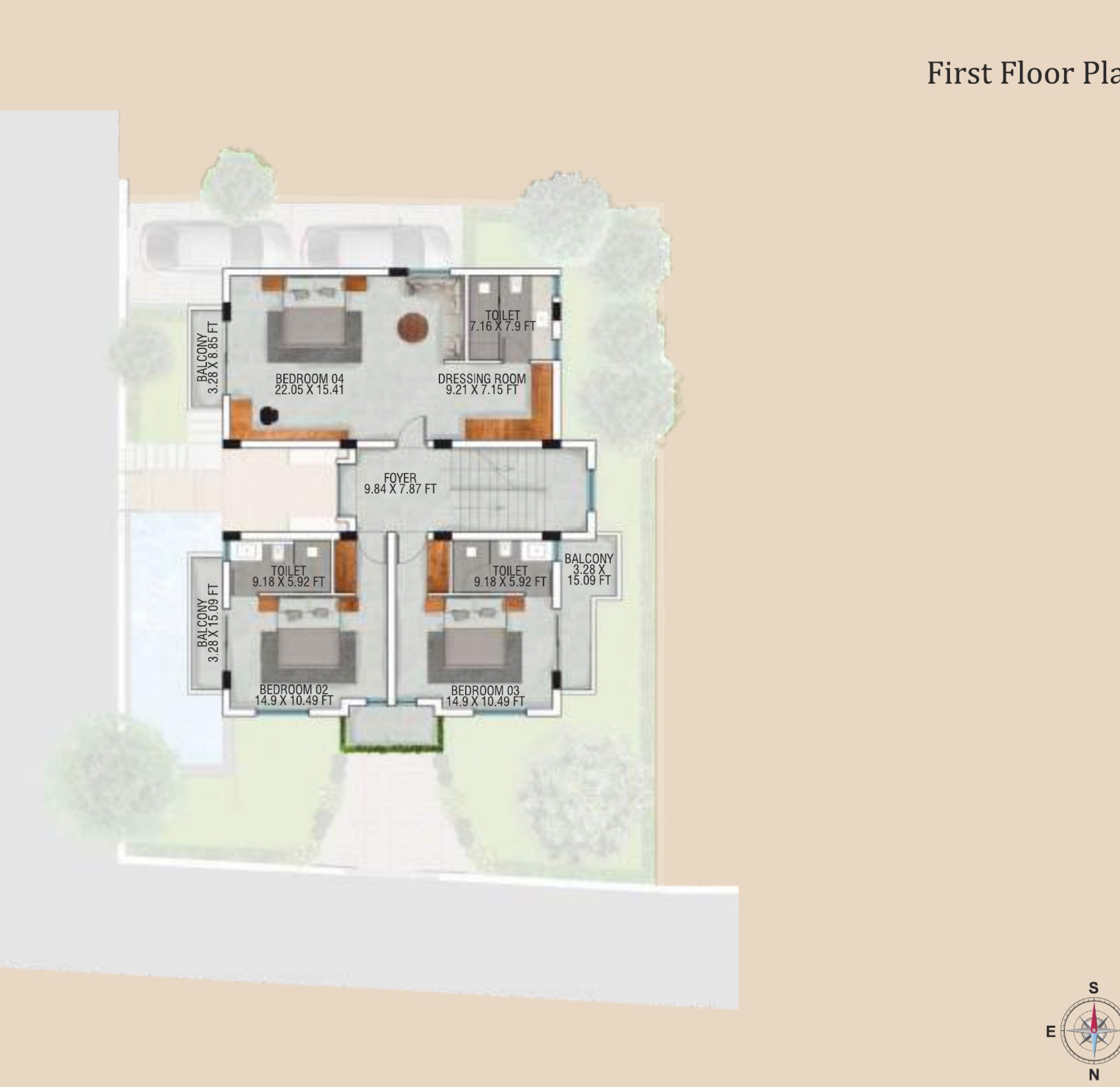 5 BHK Modern Portuguese Villa: floor plan first 01