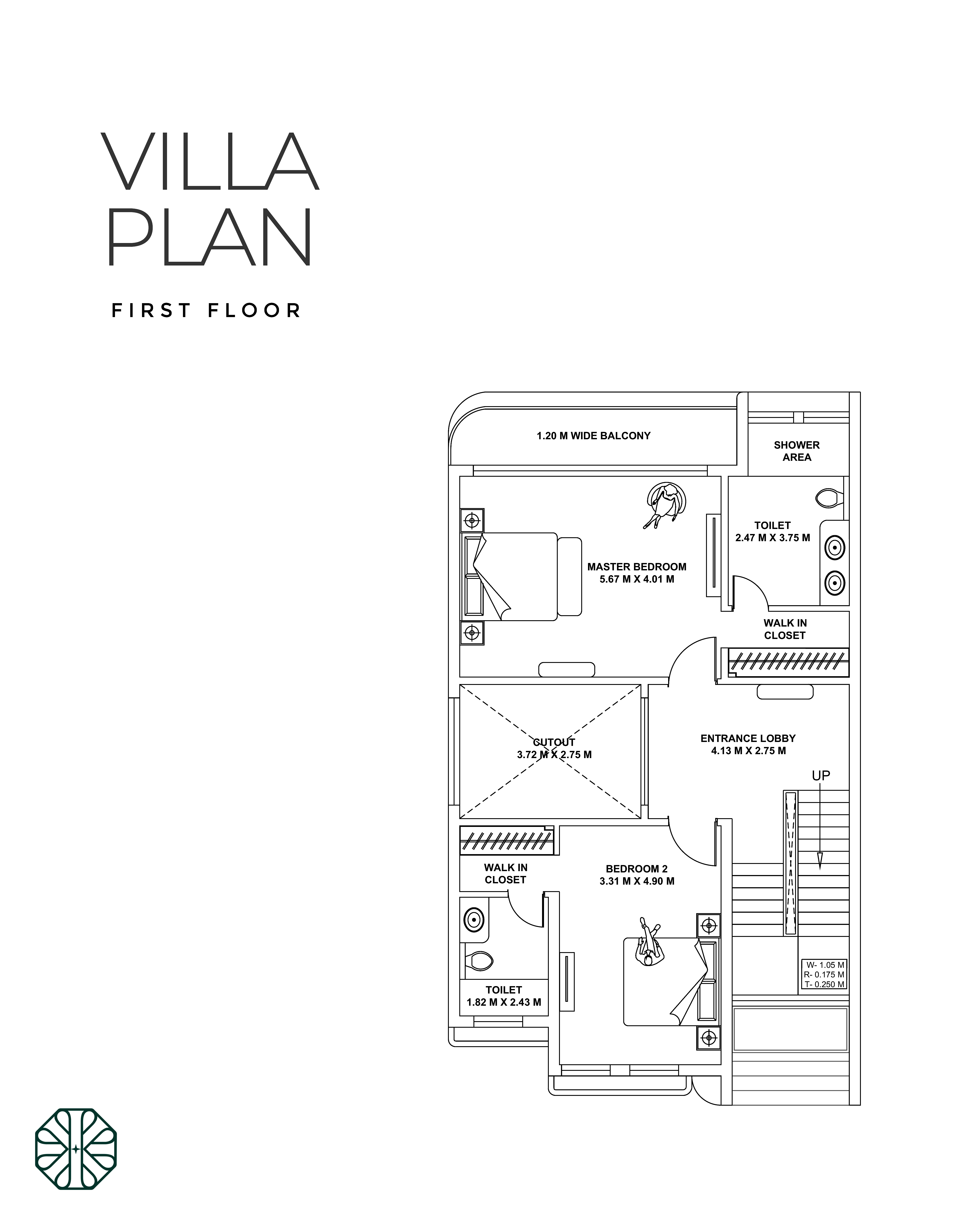 3 BHK Field View Villa: 02 azul paradiso villa first floor plan white indah