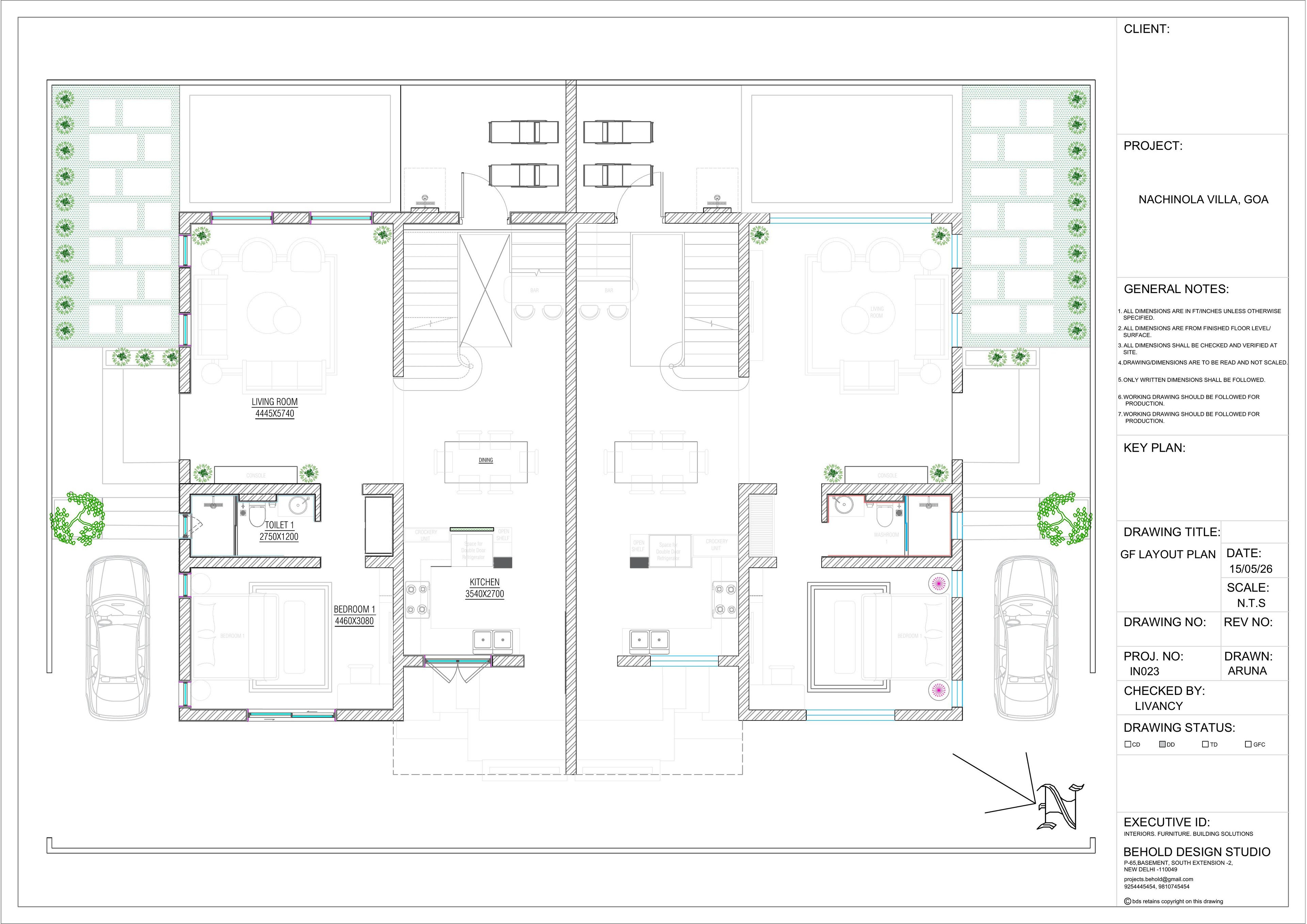 3 BHK Nachinola Villas: floor plan layout ground 01