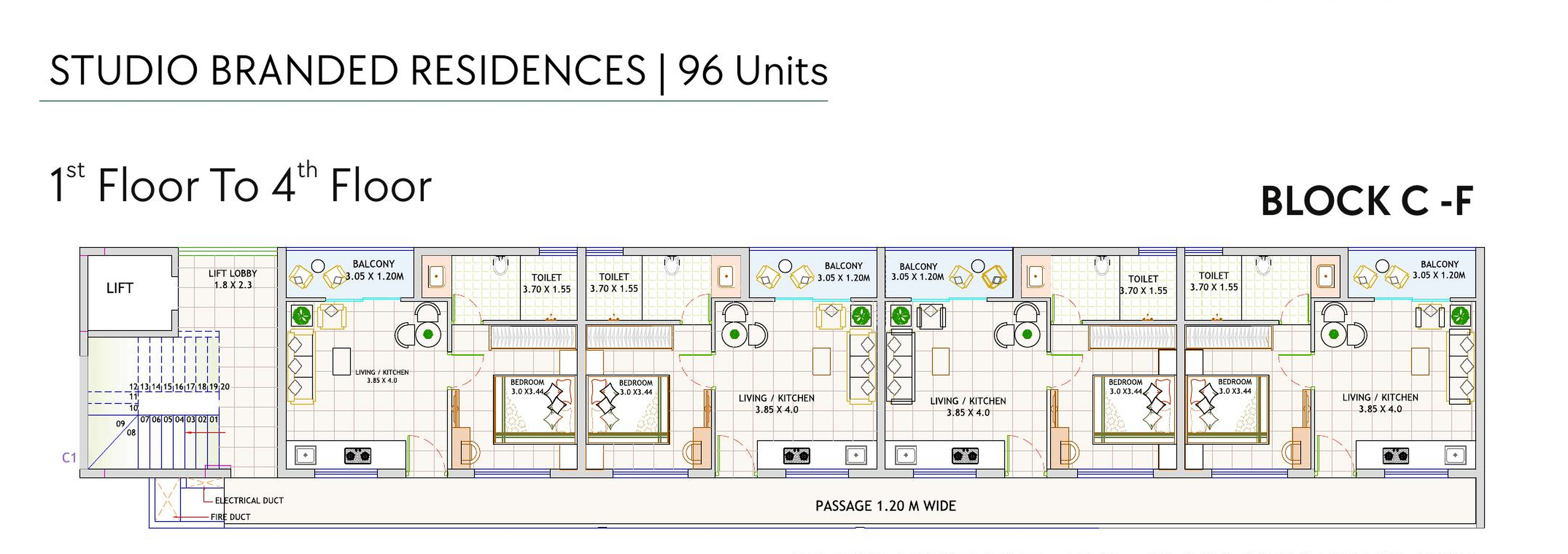 Premium Studio Apartment: floor plan block c f 01