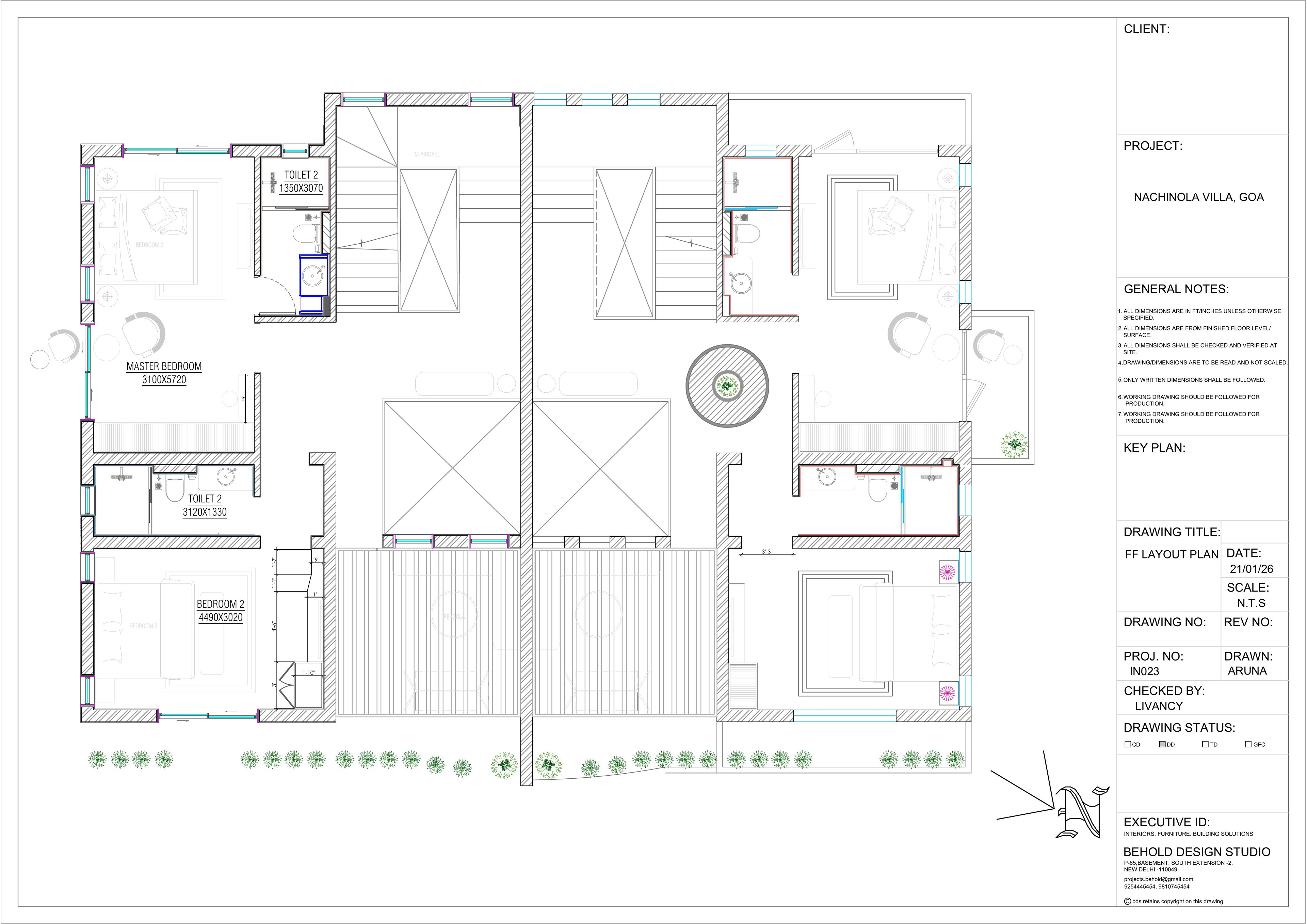 3 BHK Nachinola Villas: floor plan layout first 01