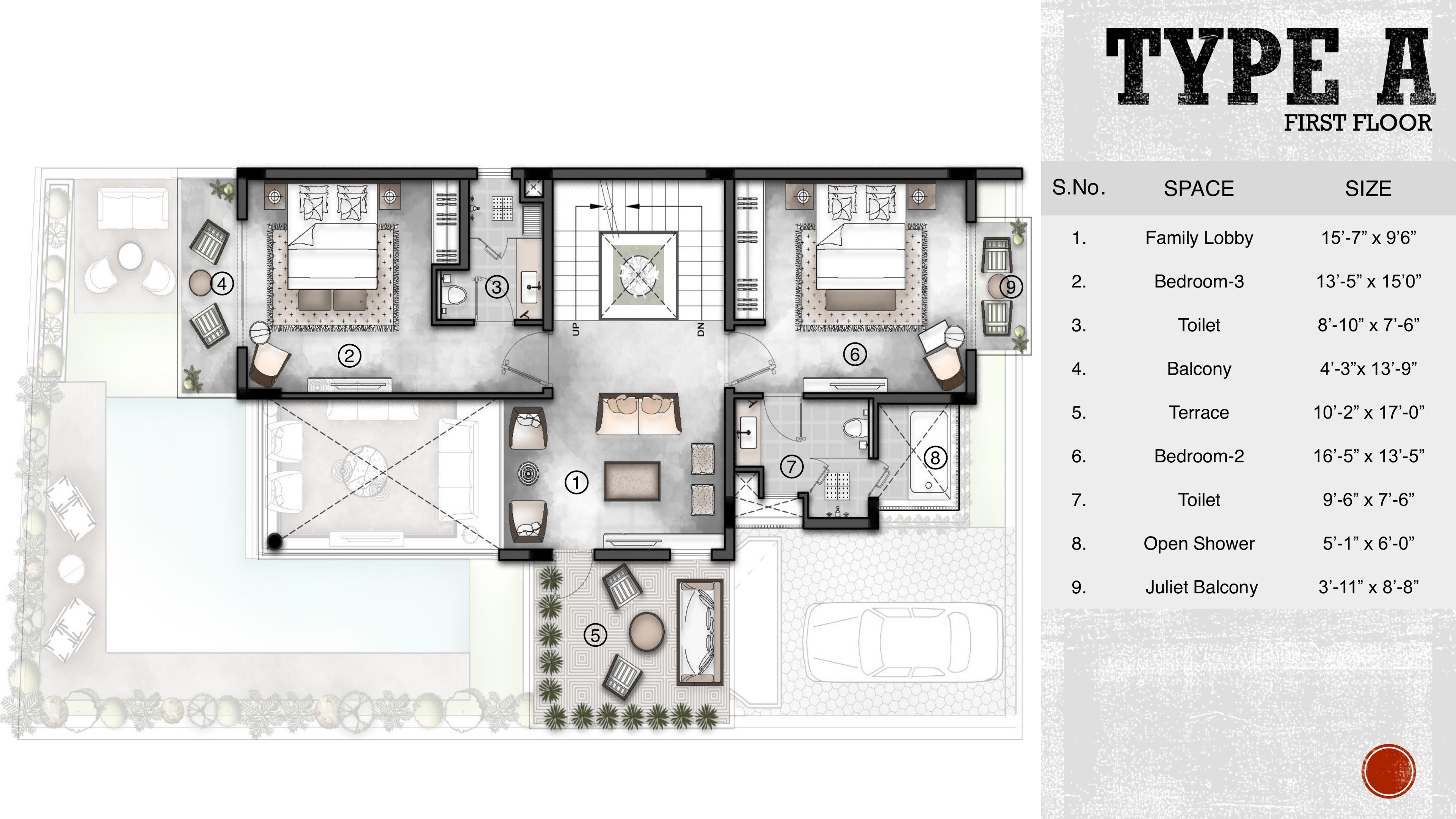5 BHK Modern Villa: 05 floor plan first