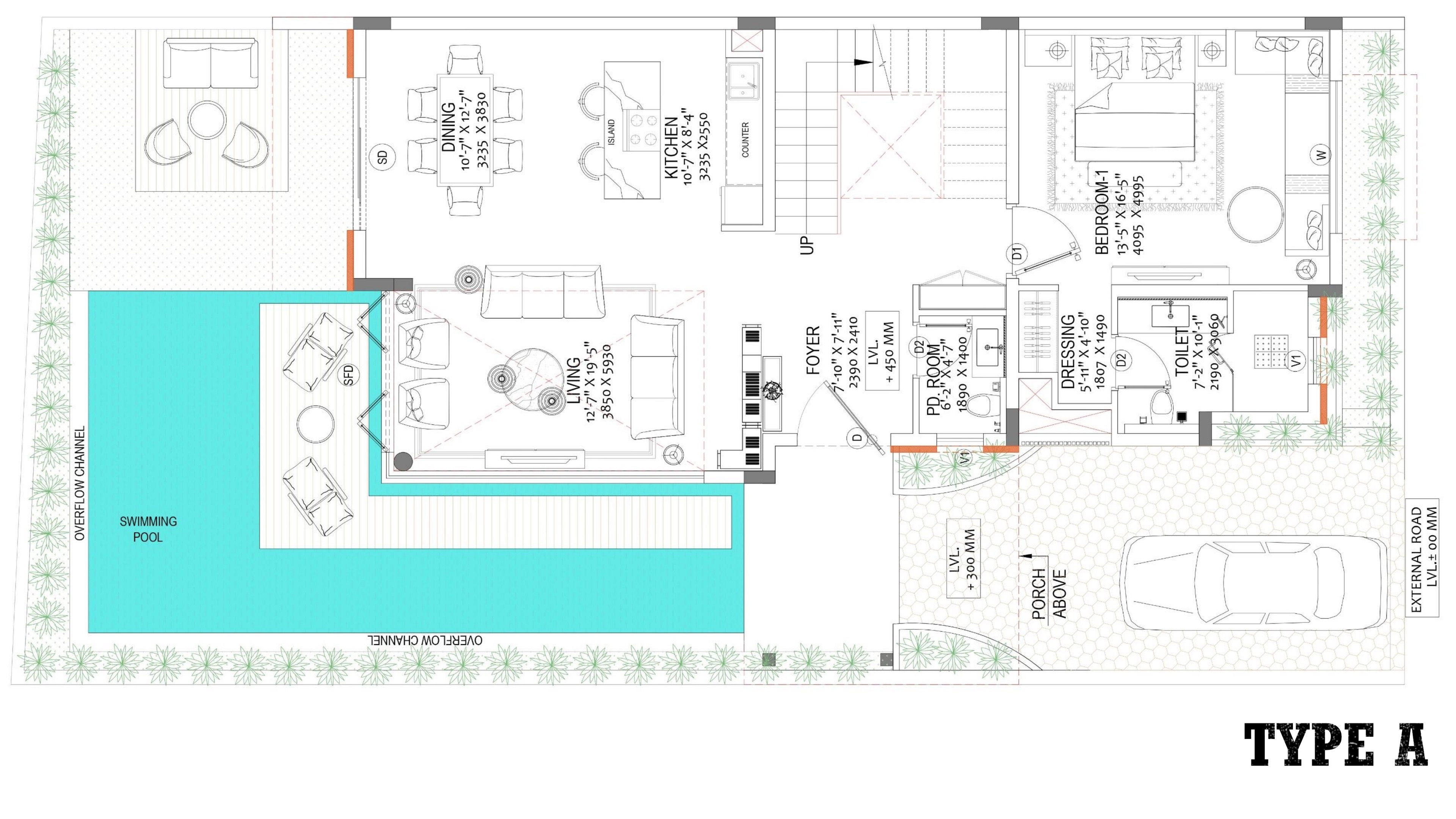 5 BHK Modern Villa: 07 floor plan ground updated
