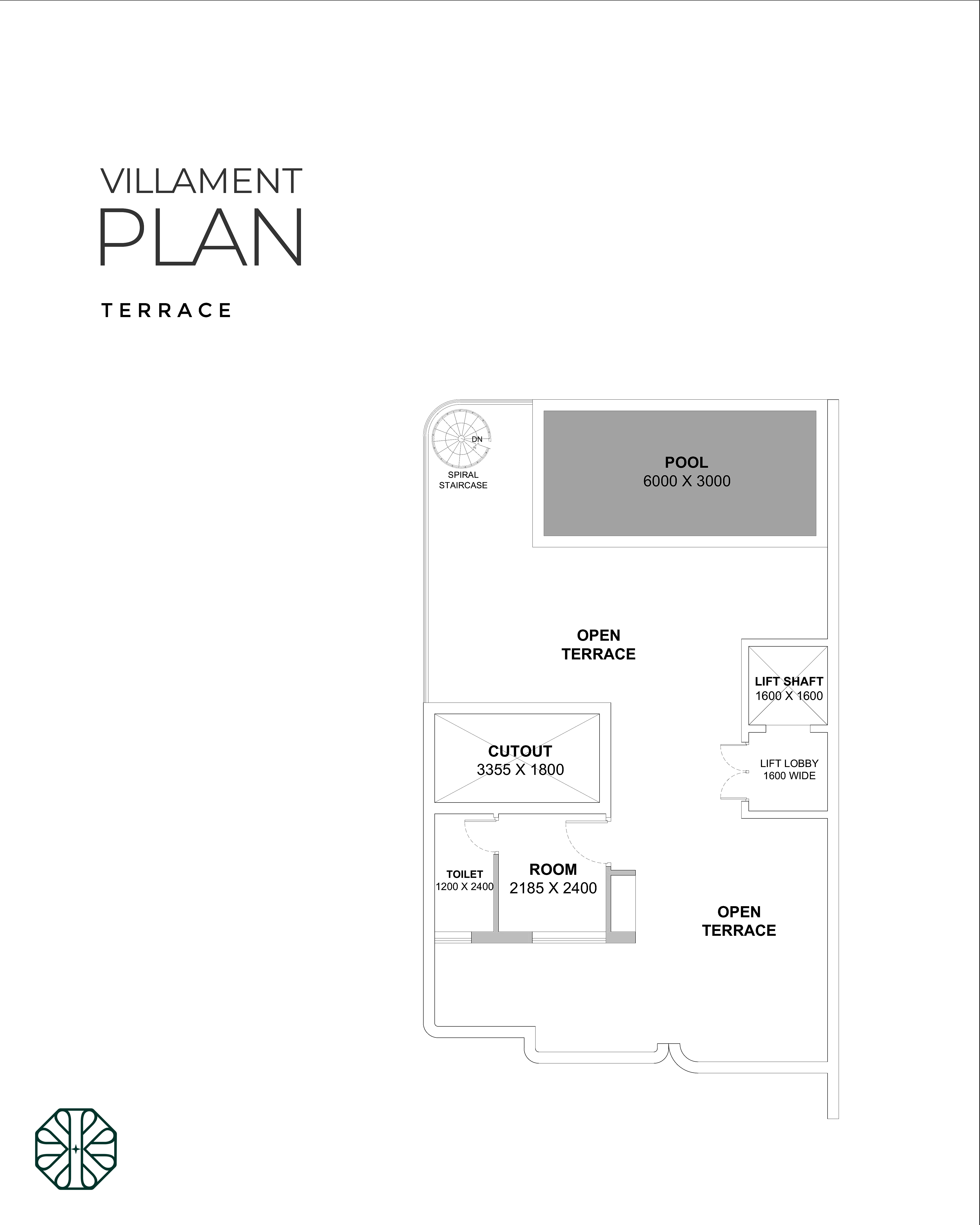 3 BHK Field View Villa: 06 azul paradiso villament terrace plan white indah