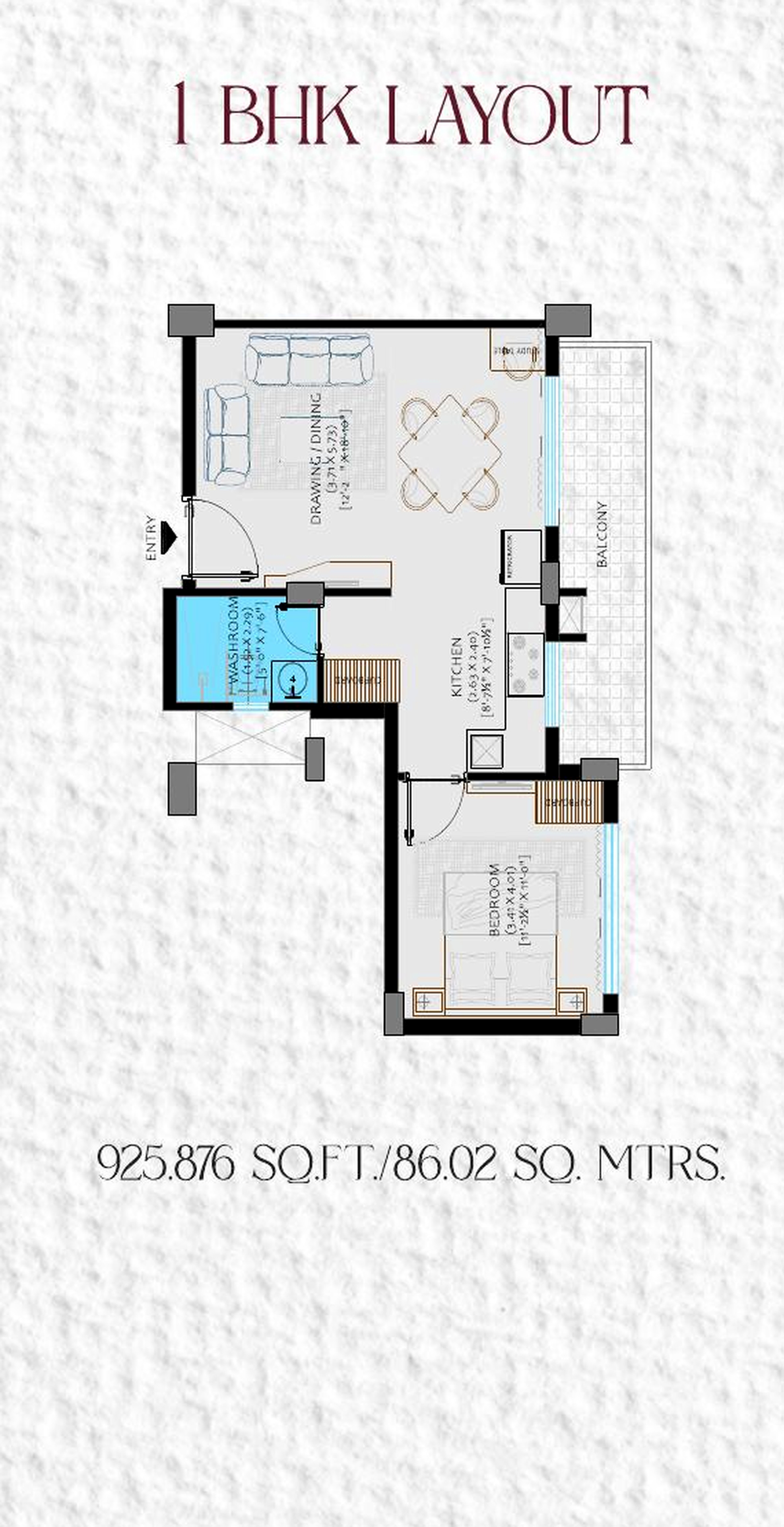 Premium 2 BHK Homes: floor plan 1bhk 01