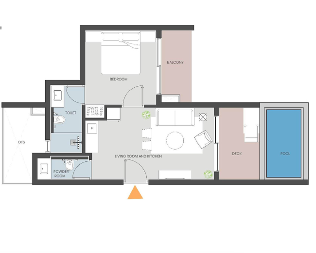 2 BHK Field View Apartment: Floor plan 1