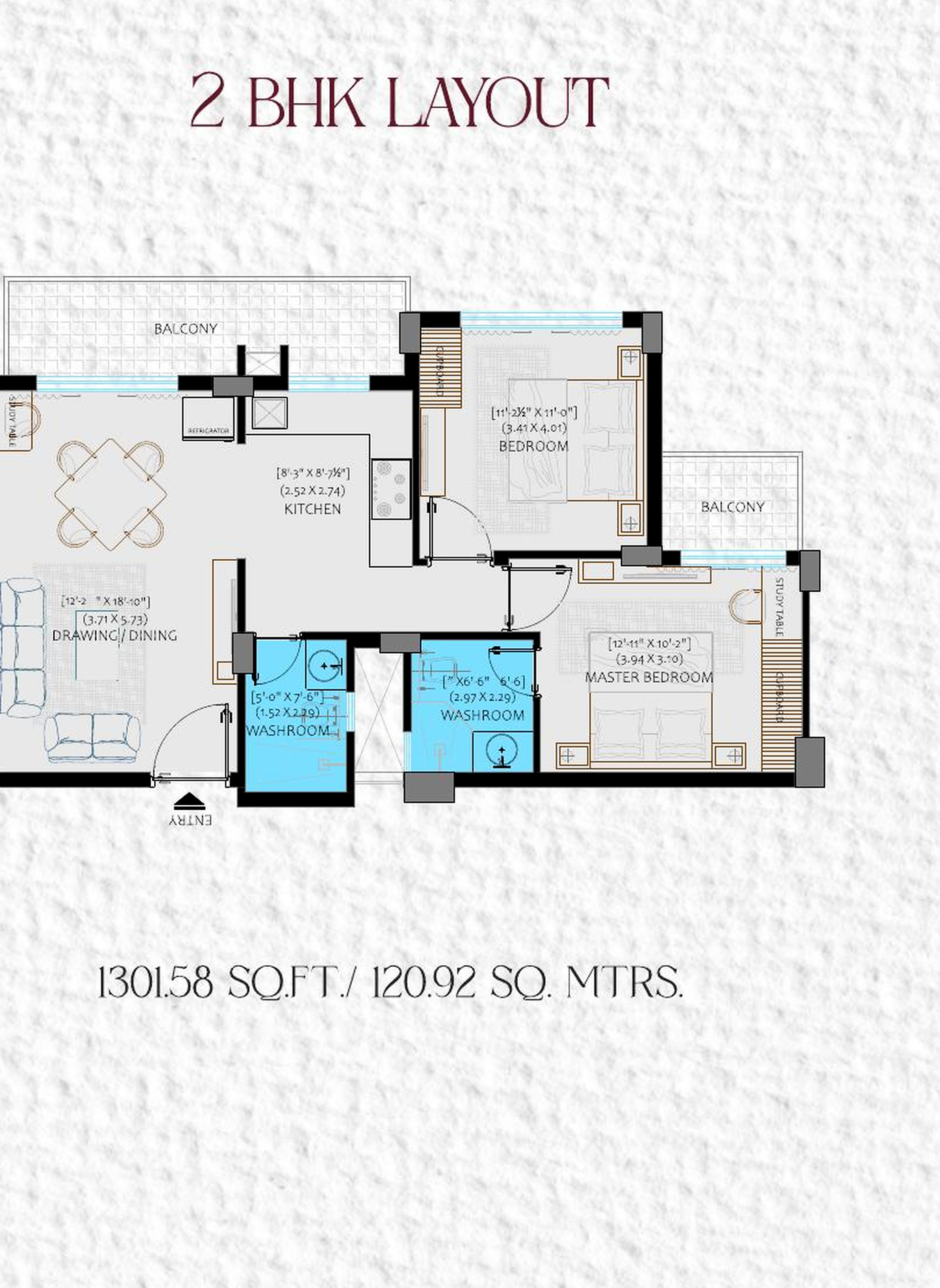 Premium 2 BHK Homes: floor plan 2bhk 01