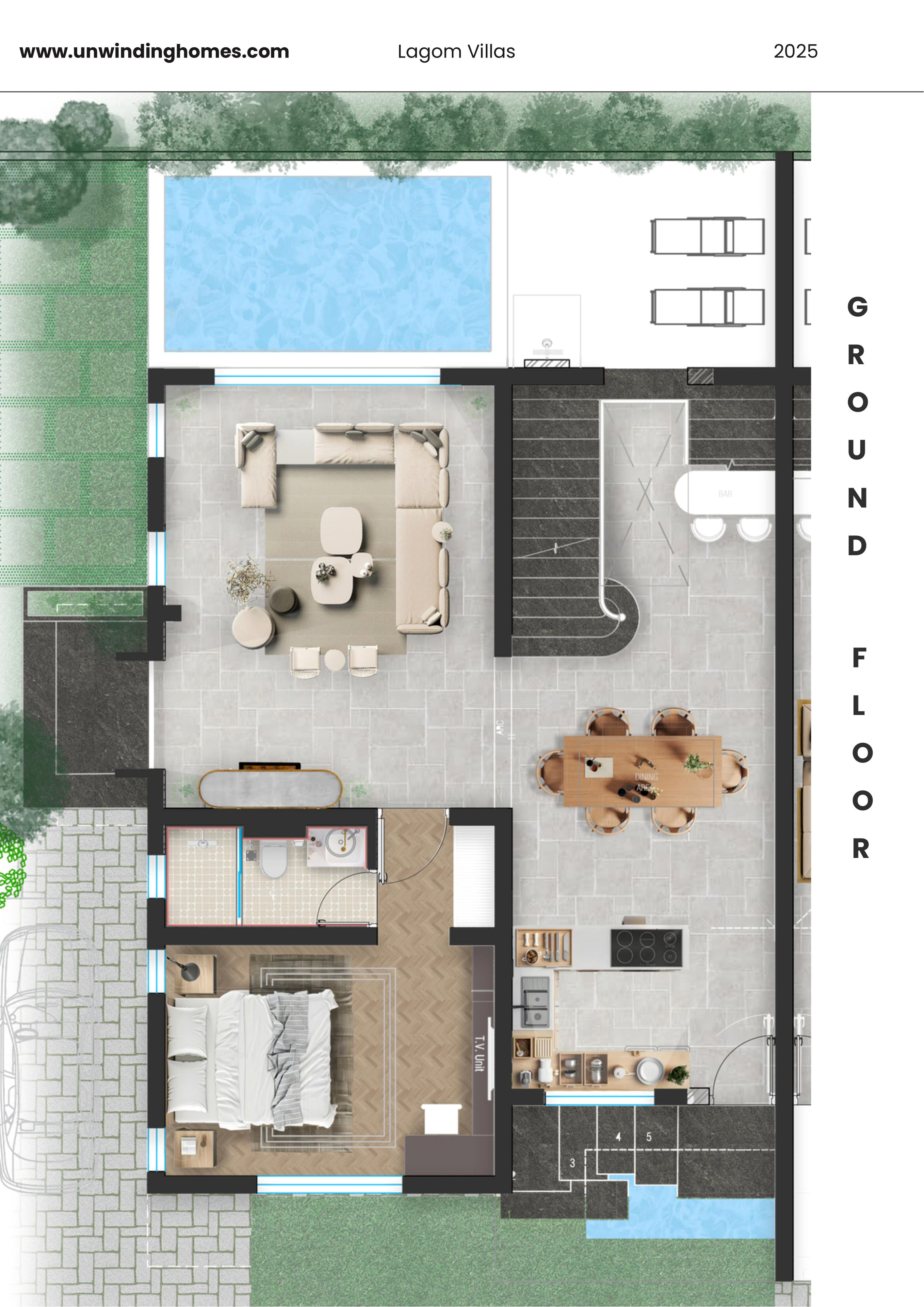 3 BHK Nachinola Villas: floor plan ground 01