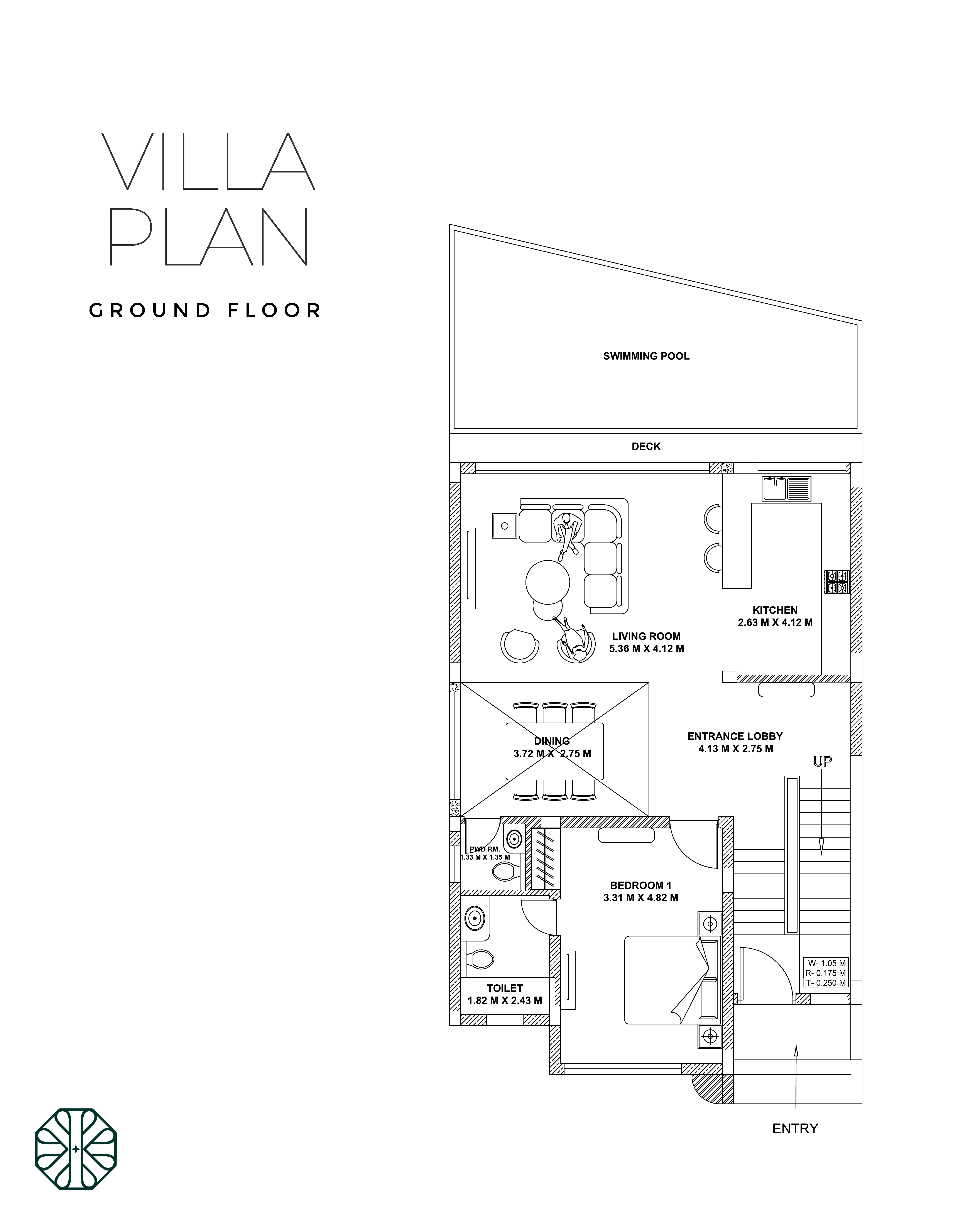 3 BHK Field View Villa: 01 azul paradiso villa ground floor plan white indah