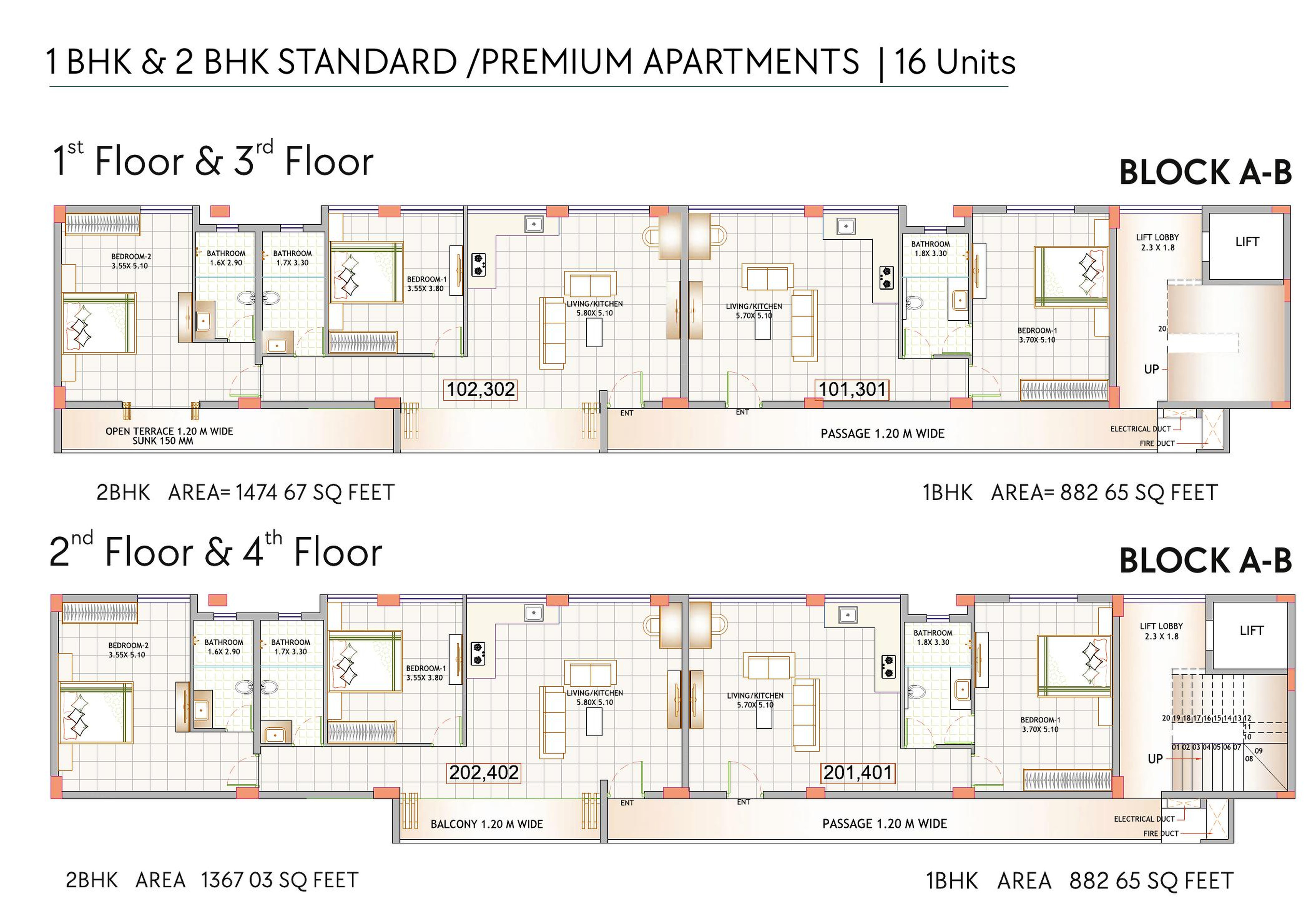 Premium Studio Apartment: floor plan block a b 01